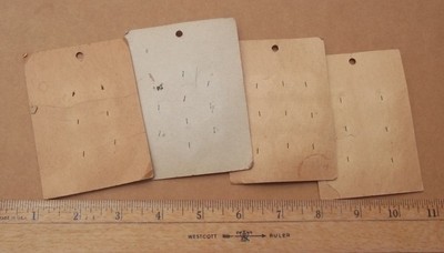 BUTTON CARDS, VINTAGE, PLASTIC SWIRL, FOUR CARDS, SEVERAL DESIGNS (27)