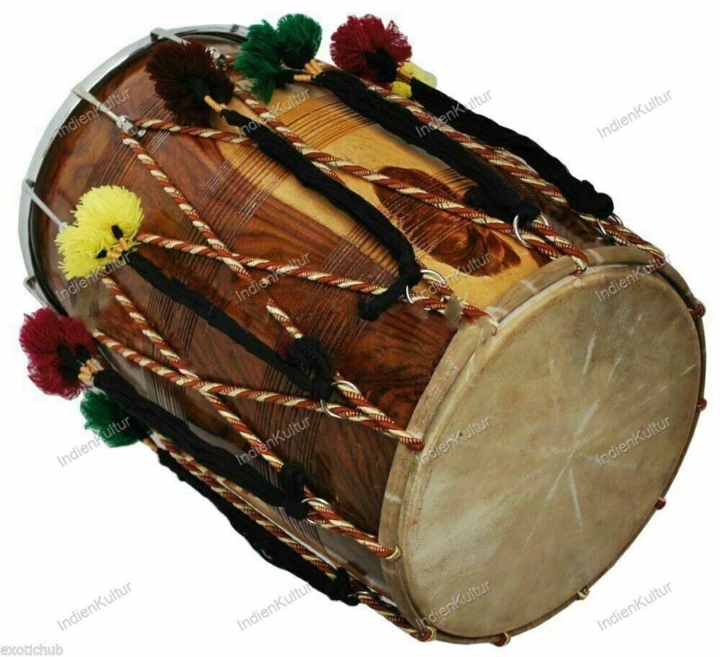Sheesham Wood Musical Instrument Indian Musical Mu Bhangra Dhol with Case