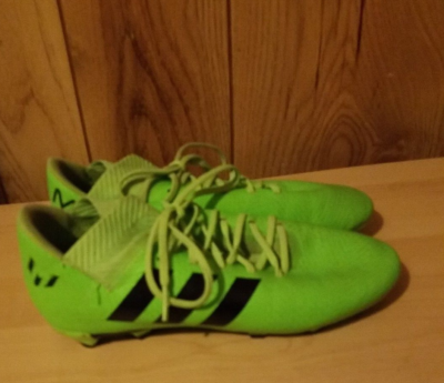 ADIDAS YOUTH NEMEZIZ MESSI SOCCER CLEATS SIZE 4 NEON GREEN BLACK PRE OWNED VGC