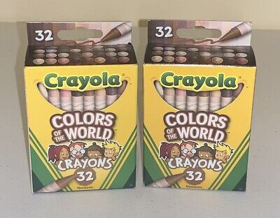 Crayola Colors of the World Flesh Skin Tones Eye Colors 32 Crayons ~ 2 Boxes NEW