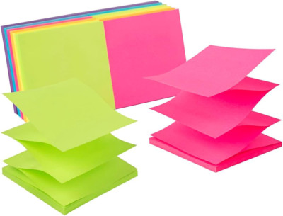 (12 Pack) Pop-Up Sticky Notes 3X3 In,Bright Colors Super Sticking Power Memo Pad