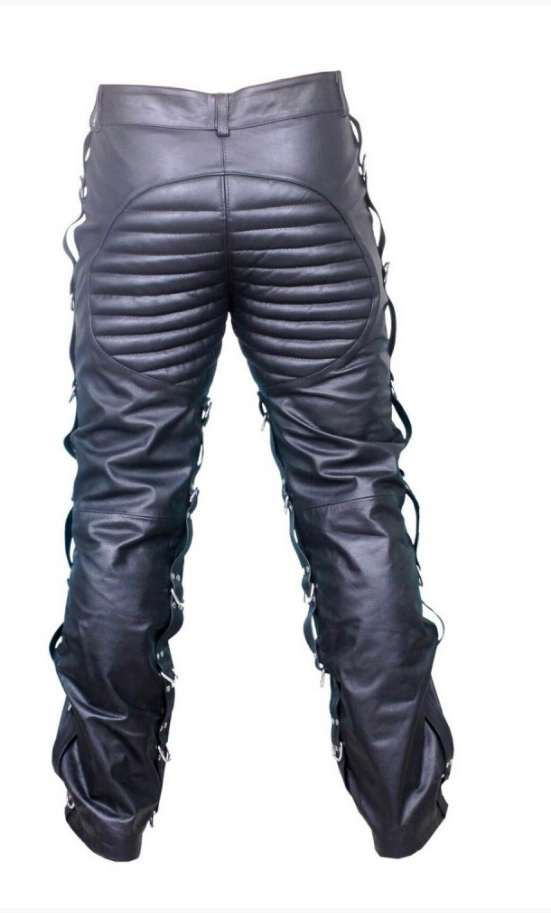 Pre-owned Plush Real Leather Mens Black Jeans Goth Clubwear Most Sizes Available