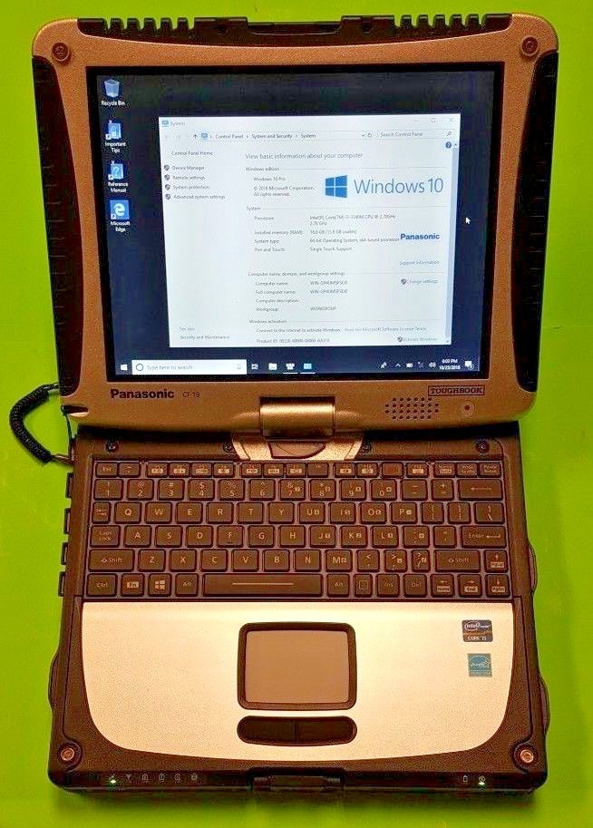 Customize Panasonic Toughbook CF-19 i5 2.7Ghz MK7 Touchscreen Tablet Win10
