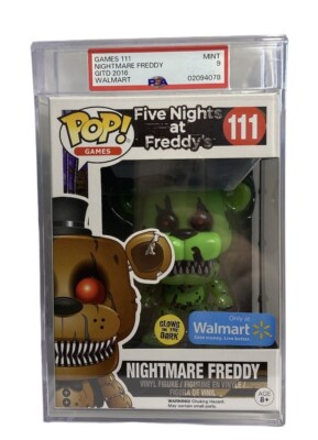 Graded PSA 9 Funko POP Five Nights at Freddys Nightmare Freddy Glow Dark 111