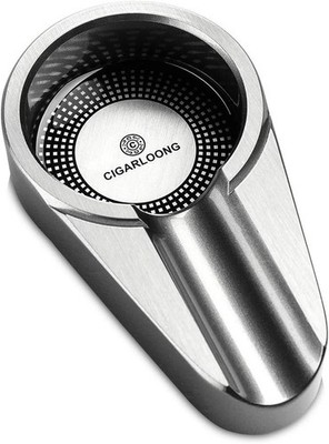 CIGARLOONG Zigarren Aschenbecher Classic Single für Patio/Outdoor/Indoor Silber