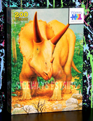 1986 TRICERATOPS DINOSAUR PUZZLE 200 pc vintage dino art 11.5'' x 16'' Warren RARE