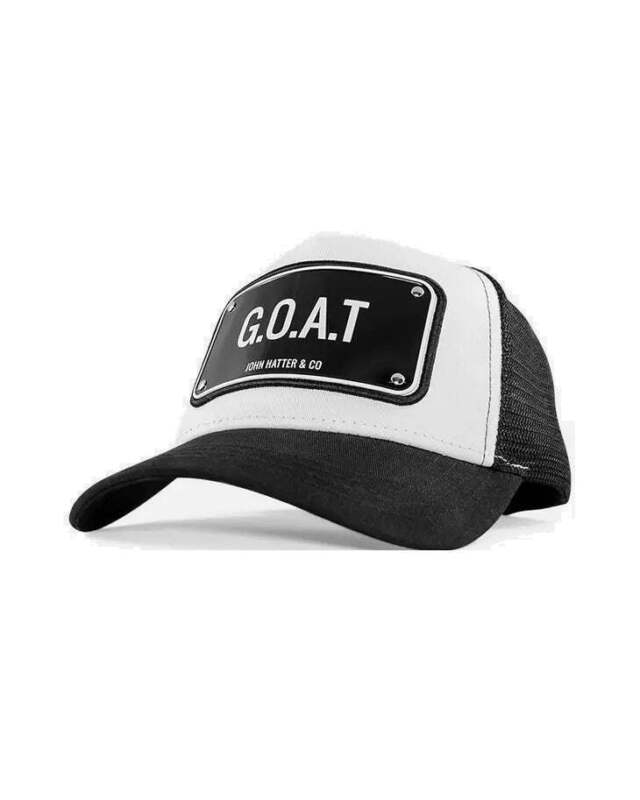 John Hatter & Co G. O. A. T. White & Black Adjustable Trucker Cap Hat