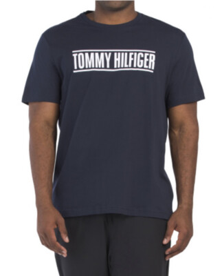 TOMMY HILFIGER Men s Short Sleeve Screen Print Logo Tee Dark Navy Size Large
