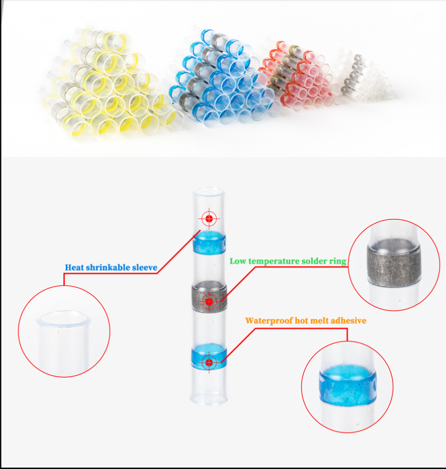 800PCS Waterproof Solder Seal Heat Shrink Wire Butt Terminal Connectors Set Kit