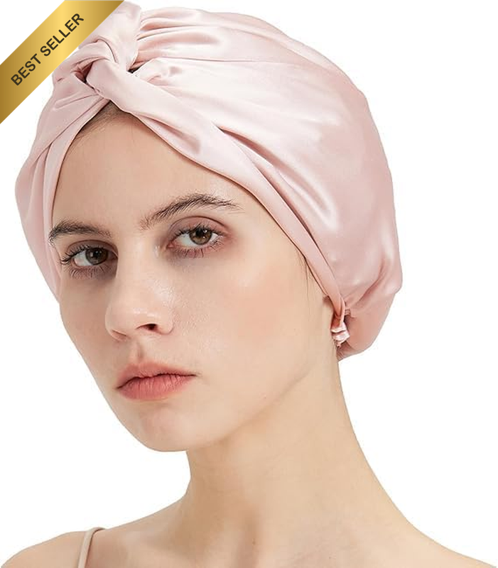 Mulberry Silk Bonnet, Double-Layered Hair Bonnet for Sleeping Women, Pure Silk T