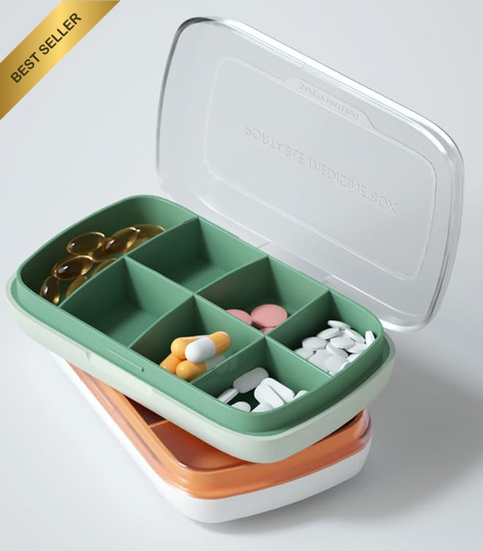 2PCS Pill Organizers，Portable Pill Case, Pill Box Dispenser（Orange，Green），Very C
