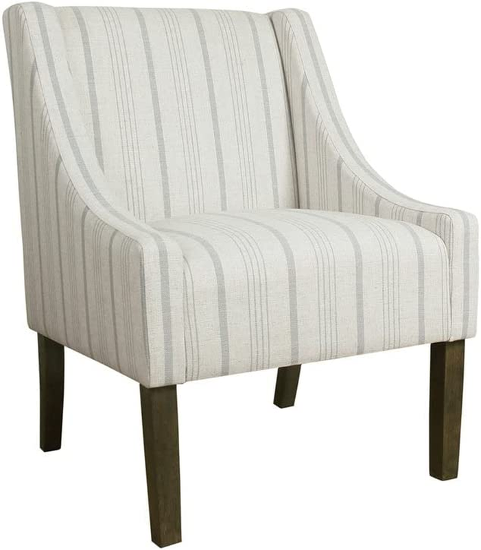 Modern Swoop Arm Accent Chair, Dove Grey Stripes