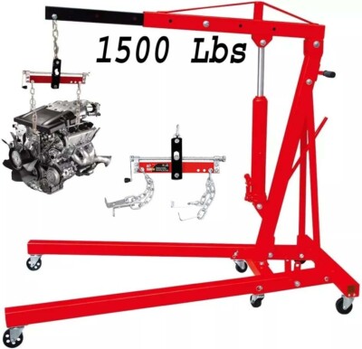 Heavy Duty Engine Hoist Leveler Cherry Picker Shop Crane Load Lift Tool 1500 Lbs