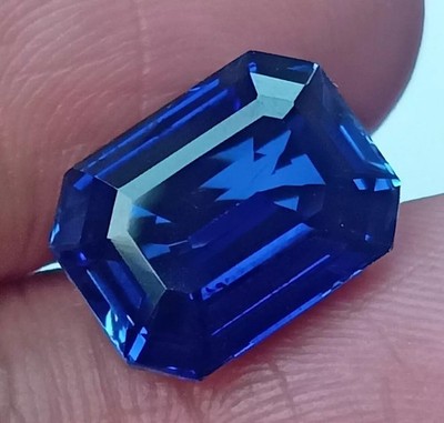 Emerald Cut Natural Blue Sapphire 12 Ct Flawless Certified Loose Gemstone