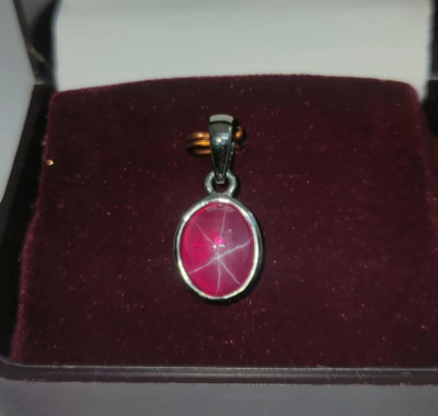 Real Red Star Ruby Pendant Birthday Gift For Men & Women 925 Silver Ruby Jewelry