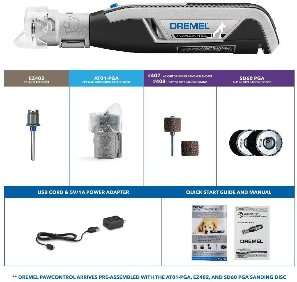 Dremel Pawcontrol 7760PGK Cordless Pet Nail Grinder Trimmer Dogs Cats