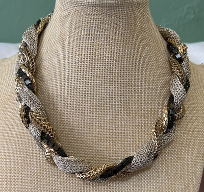 Express Chunky Mixed Metal Braided Statement Necklace eBay