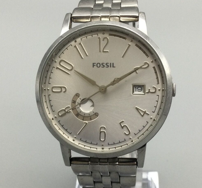 Fossil Watch Women Vintage Muse Silver Tone Day Date Round New