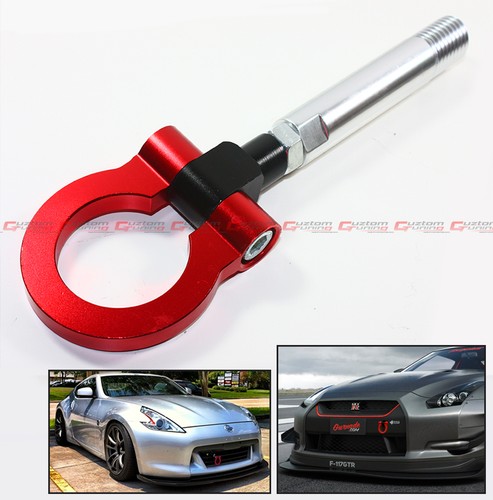 RED JDM FOLDING RING SCREW ON FRONT/REAR BUMPER TOW HOOK FOR NISSAN 2003-05 350Z