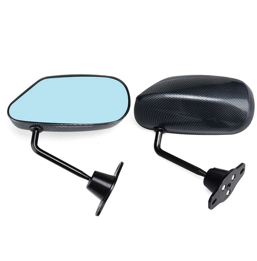 Pair F1 Style Carbon Fiber racing side mirror wide angle lens Manual Adjustment