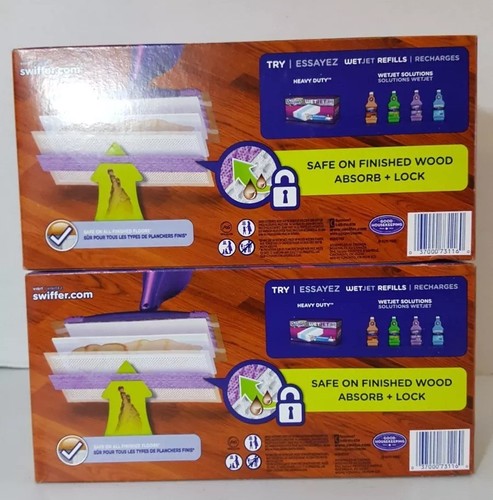SWIFFER 15ct WetJet Cleaning Mopping Pads Floor Cleaner Refill Cloths Dust Lot 2