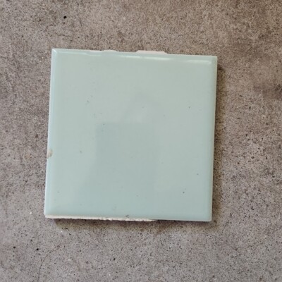 Vintage 1960 s Light Green 4.25  X4.25  Ceramic Glossy Tile Bathroom SunTile