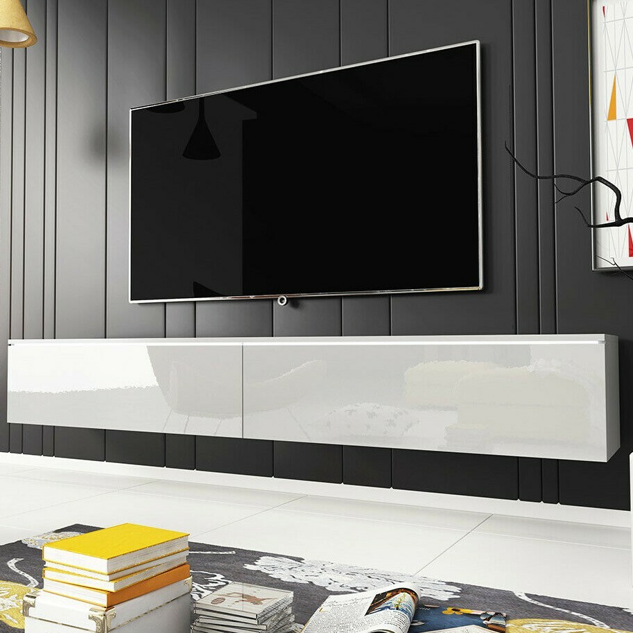 TV-Lowboard Viva D 180 TV-Tisch Hochglanz Beleuchtung Wohnzimmer Hängeschrank
