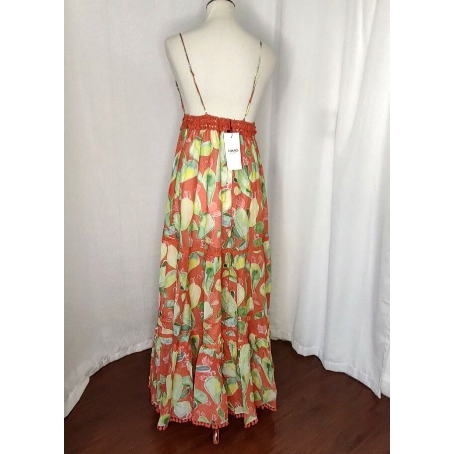 Pre-owned Charo Ruiz Ibiza Maxi Dress M Salamanca Terra Fruits Orange Cotton Resort Summer