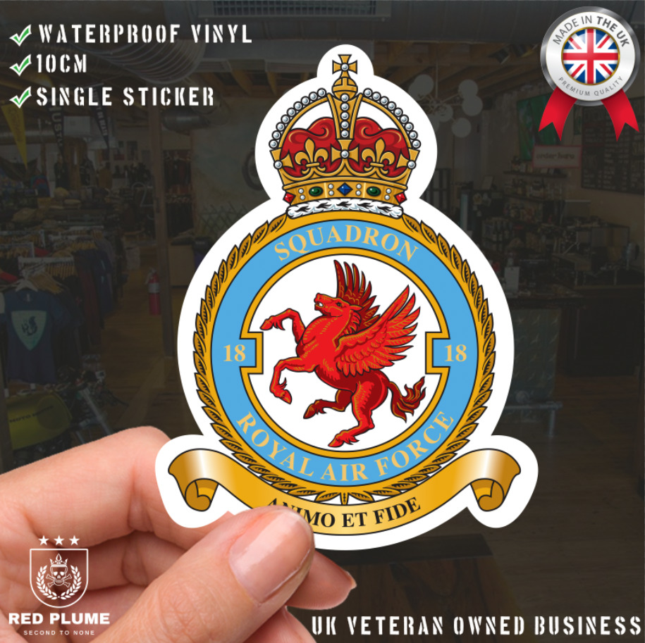 Royal Air Force 18 Squadron Vinyl Stickers - Kings Crown - Picture 1 of 4