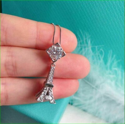 1Ct Round Lab Created Diamond Gorgeous Cut Free Chain 14K White Gold Over