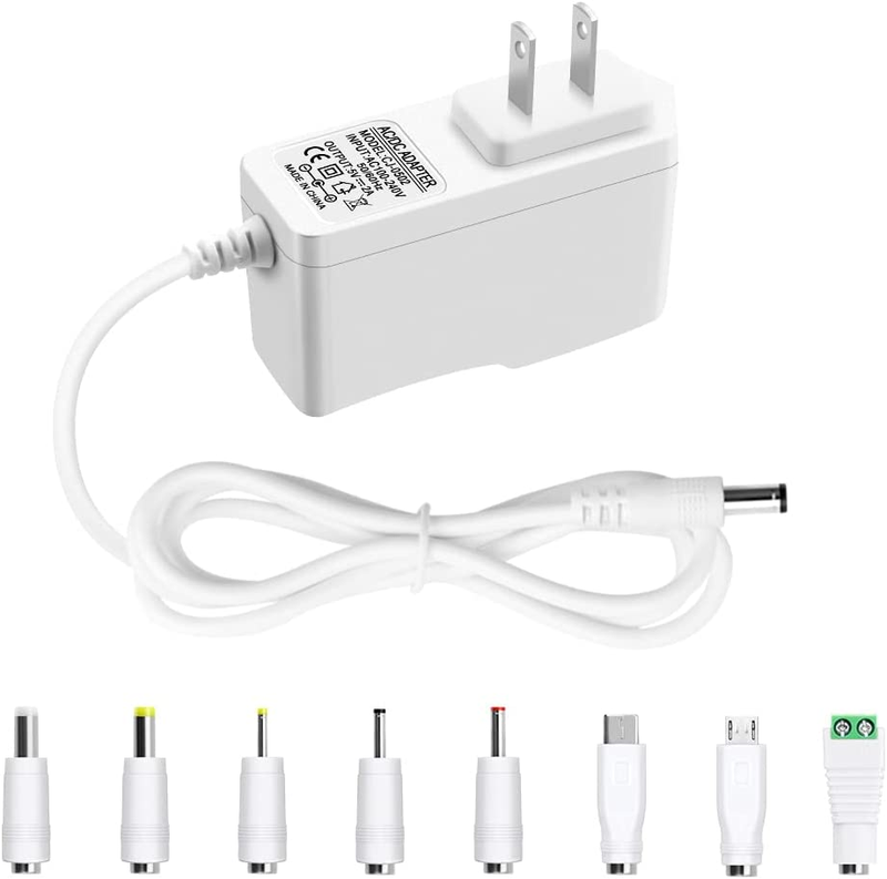 5V 2A Power Adapter 5V DC Power Supply 2000Ma AC 100V-240V to DC 5Volt 1.5A 1A