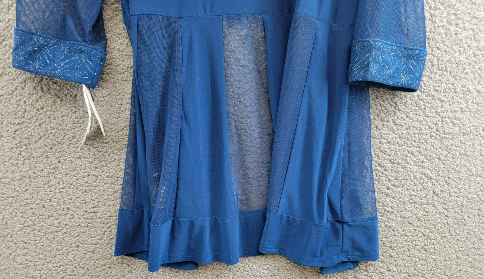 R & M Richards Petite Embellished Dress Jacket Women's 12P Peacock 3/4 Sleeve - Picture 14 of 16