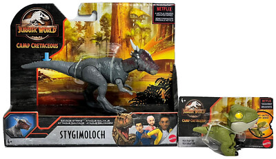 Jurassic World Camp Stygimoloch Stiggy Savage Strike + (1) Velociraptor Dinosaur