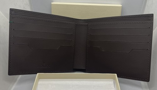 Pre-owned Rolex Bi-fold Authentic  Wallet - Dark Brown Color - Ad Gift - Brand