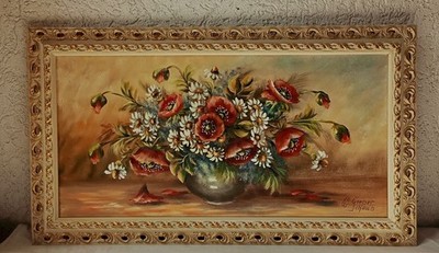 Gemälde  - Waltraud Sieper-Schaub - Blumenbouqut mit Mohnblumen & Margeriten