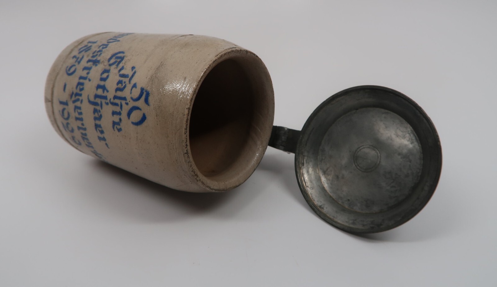 WW1 Imperial German 50 year service stein beer mug glass named veteran estate