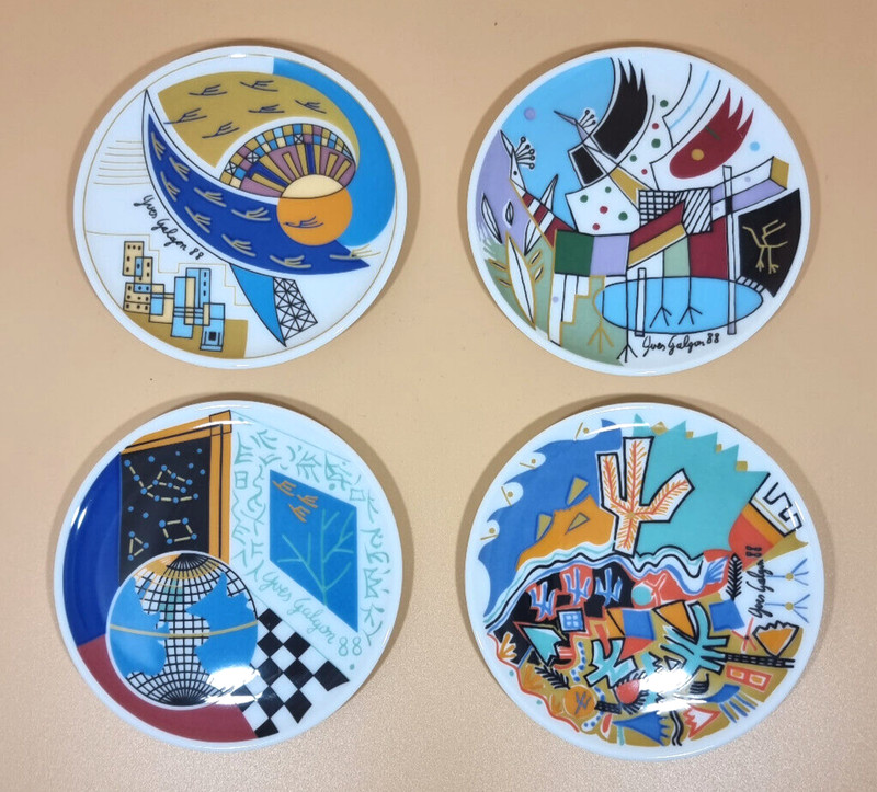 Lufthansa Hutschenreuther Untersetzer 4er Set Des KÃ¼Nstlers Yves Galgon