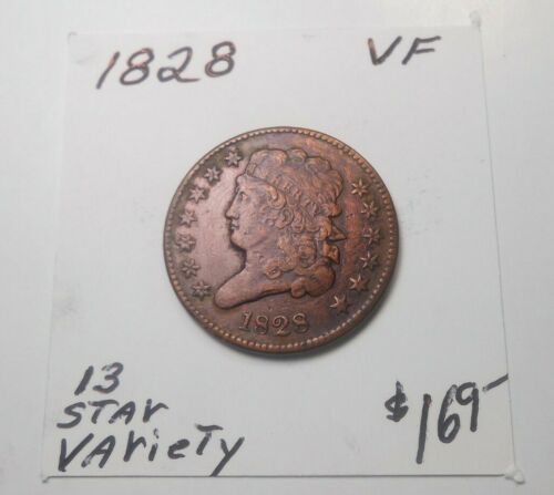 1828 CLASSIC HEAD 1/2 CENT - 13 STAR VARIETY!!!!!!!!!!!!!!!!!!! - GREAT DETAIL!!
