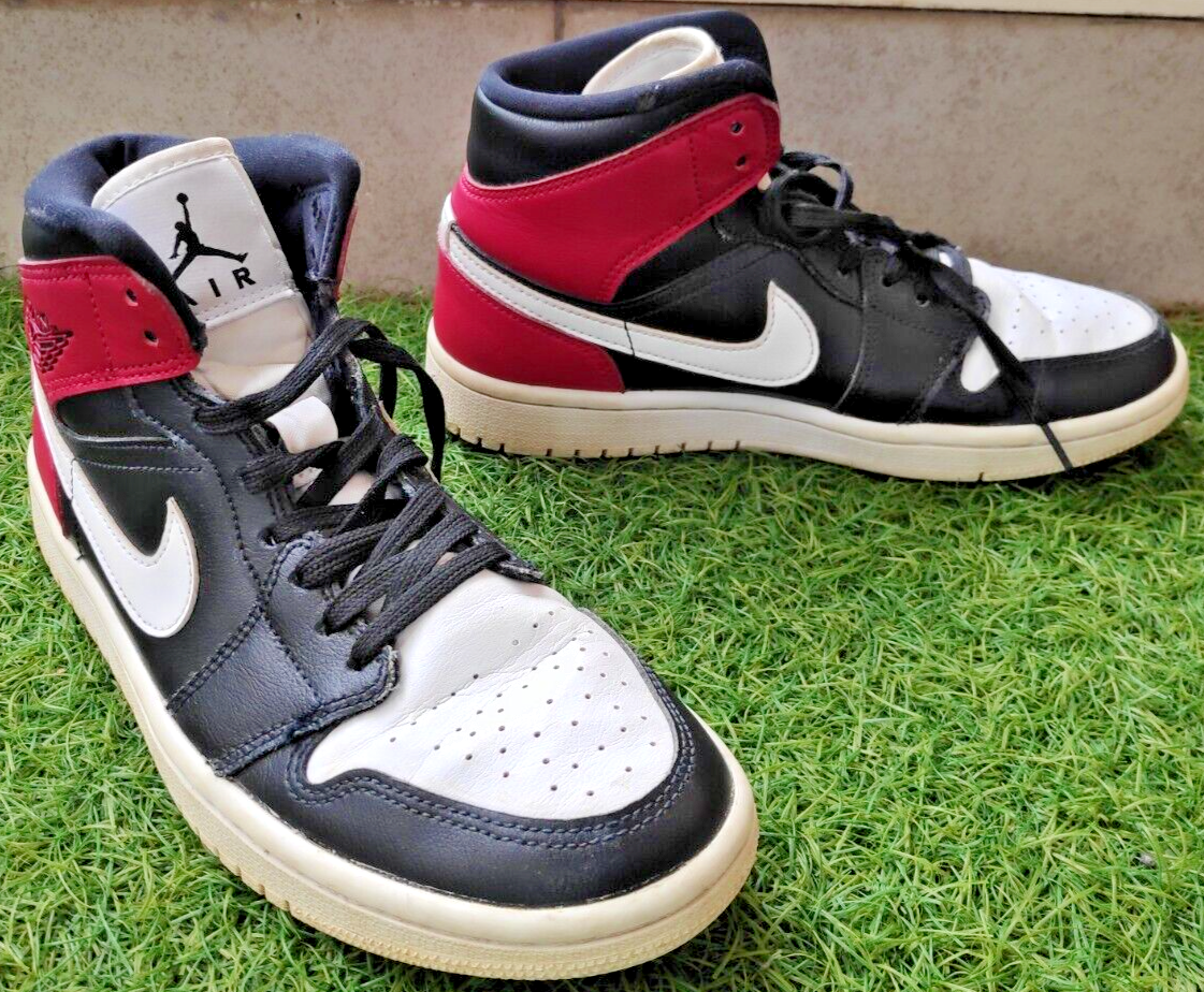 Air Jordan 1 Mid Noble Red Black White BQ6472-016 Women's