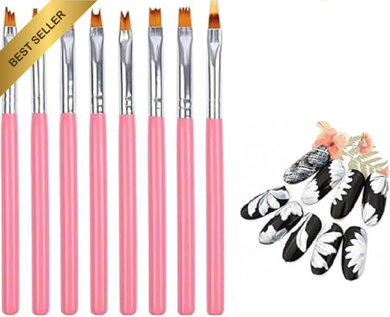 8 Pcs Nail Brush Pen Premium Upgrade Wood Handle, Painting Brush Set Drawing Pen