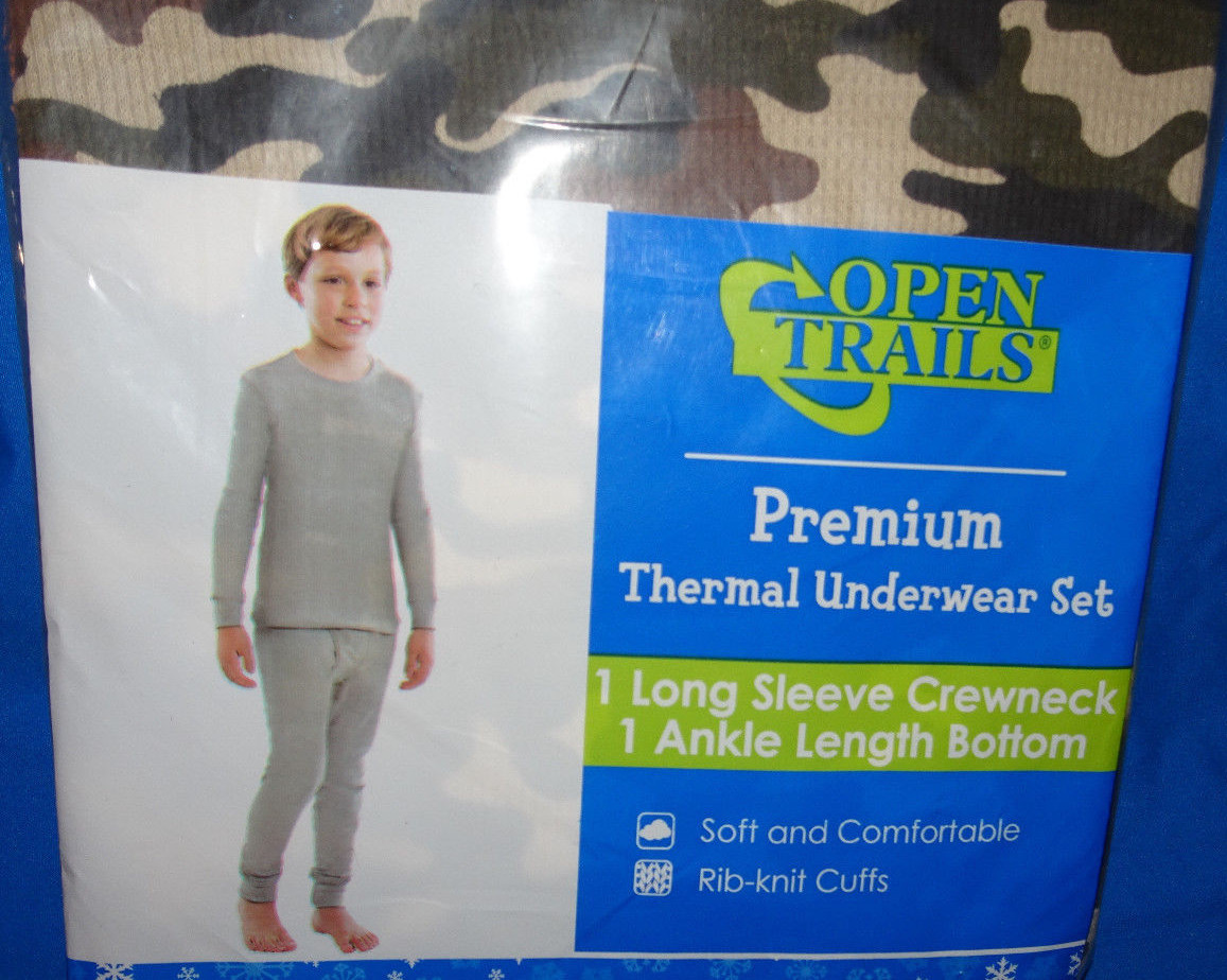OPEN TRAILS PREMIUM THERMAL NEW BOYS (SIZE MEDIUM) UNDERWARE 2 PC.SET CAMO