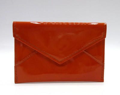 Envelope Card Case Holder Graphic Image Mini 3x4'' Patent Leather Orange