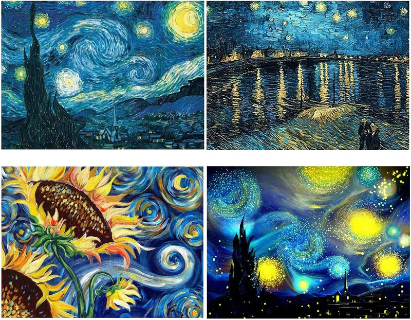 5D Diamond Painting Kit Full Drill Van Gogh Art Craft Canvas 12X16 in 4 Pack