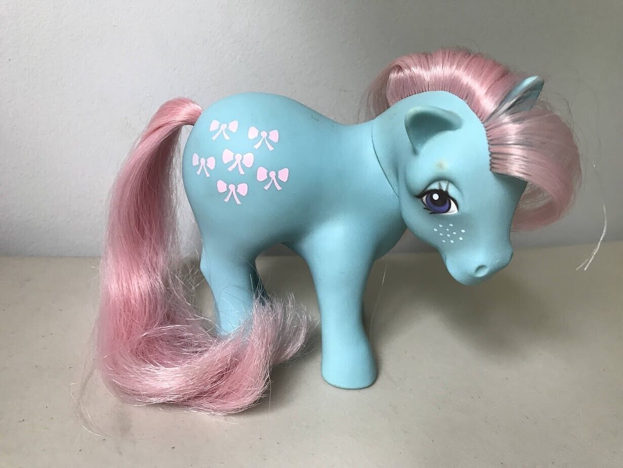 Vintage My Little Pony G1 Bowtie Pony Blue with Pink Hair Vintage My Little Pony G1 Bowtie Pony Blue with Pink Hair