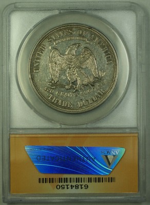 1873 Trade Dollar $1 Coin ANACS AU-50 Details RJS