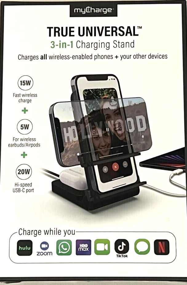 MyCharge True Универсальная беспроводная подставка для зарядки iPhone Airpods 3 в 1 мощностью 20 Вт OB