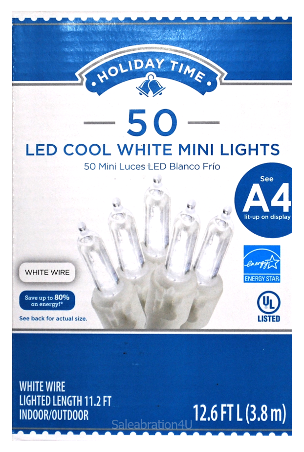 WEDDINGS & SPECIAL OCCATIONS 50-COUNT COOL WHITE LED MINI LIGHTS WITH WHITE WIRE