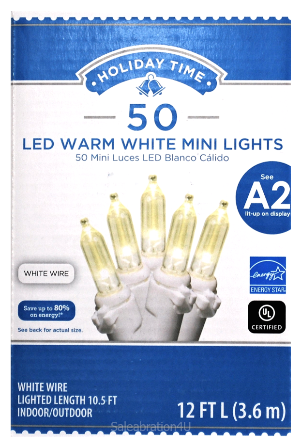 WEDDINGS & SPECIAL OCCATIONS 50-COUNT WARM WHITE LED MINI LIGHTS WITH WHITE WIRE