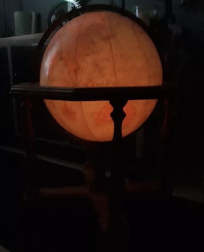 Rare, Gorgeous Vintage 20” Replogle Heirloom Lighted Globe W/ Oak Stand