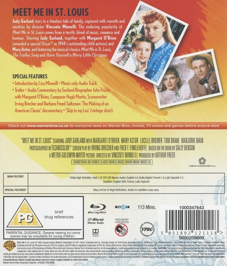 Meet Me in St. Louis (1944) Judy Garland Blu-Ray BRAND NEW Free Shipping